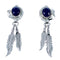 Navajo Sterling Silver Lapis Feather Post Dangle Earrings RX111701
